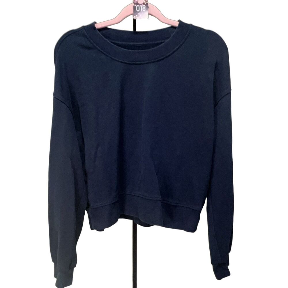 lululemon Women's Blue Fleece Pullover Sweatshirt Long Sleeve Logo Solid 6
